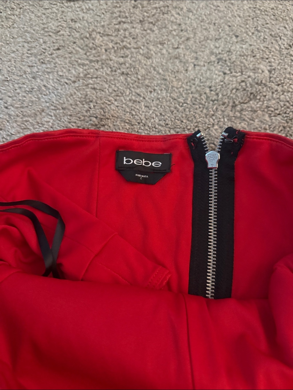 Bebe Red One-Shoulder Ruffle Crop Top - Picture 2 of 3